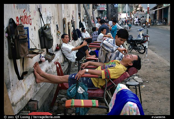 Outdoor hair dressing salon. Ho Chi Minh City, Vietnam