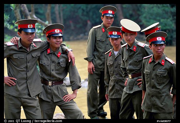 Soldiers performing a long  military service. Mekong Delta, Vietnam (color)