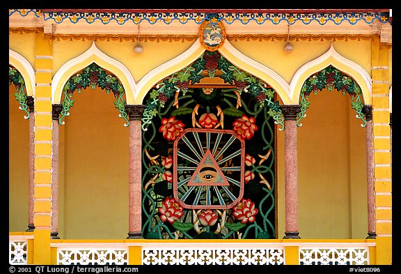 Cao Dai eye, detail of the great temple. Tay Ninh, Vietnam