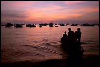 Fishing boat fleet at sunset. Vung Tau, Vietnam