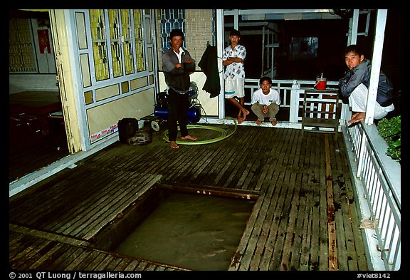 Fish are hatched underneath the house. Chau Doc, Vietnam