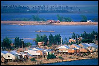 Stilts houses and inundated rice fields. Chau Doc, Vietnam