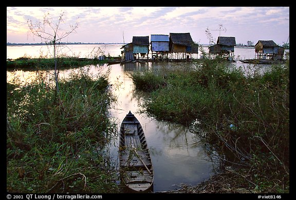 Stilts houses. Chau Doc, Vietnam (color)
