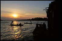 Sunrise on the Hau Gian river. Chau Doc, Vietnam