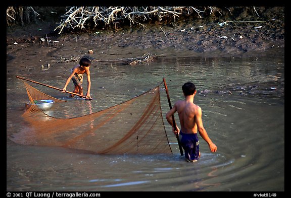 Fishing the river, near Long Xuyen. Mekong Delta, Vietnam