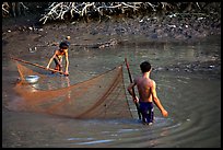 Fishing the river, near Long Xuyen. Mekong Delta, Vietnam (color)
