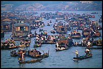 Concentration of small boats at the Cai Rang Floating market. Can Tho, Vietnam