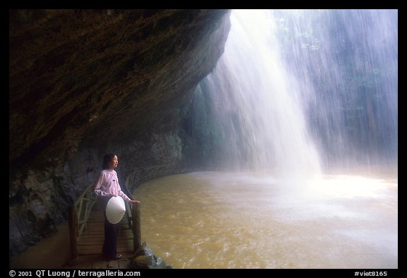 Enjoying the freshness of Cam Ly falls. Da Lat, Vietnam (color)