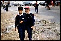 School children wear French-style chic sweaters. Da Lat, Vietnam ( color)