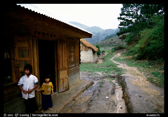 A minority village in the mountains. Da Lat, Vietnam (color)