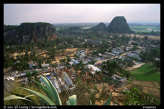 Marble mountains seen from Thuy Son. Da Nang, Vietnam (color)