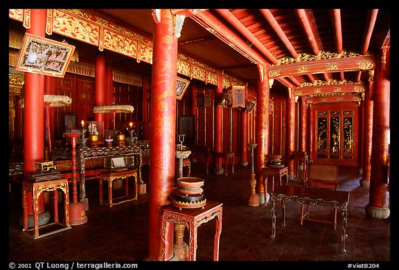 Inside the shrine of Minh Mang mausoleum. Hue, Vietnam (color)