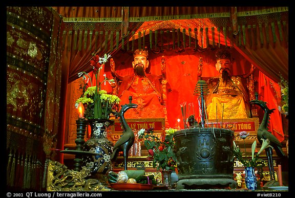 Venerated Statues of medieval Vietnam emperors. Hanoi, Vietnam (color)