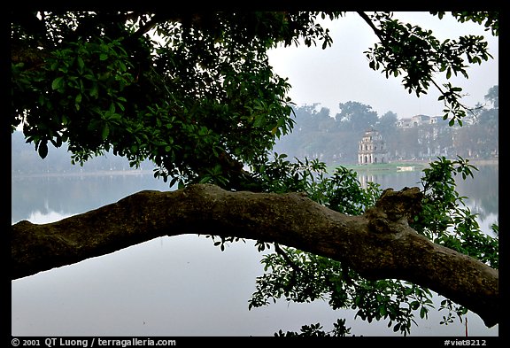 Hoan Kiem (restored sword) lake. Hanoi, Vietnam (color)