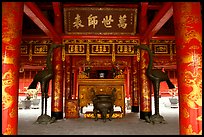 Red columns and altar with phoenix, Temple of the Literature. Hanoi, Vietnam (color)