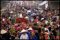 Colorful crowd at the sunday market. Bac Ha, Vietnam