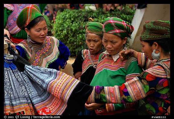 Fashion shopping at the sunday market. Bac Ha, Vietnam (color)