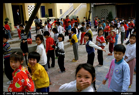 Children, School yard. Hanoi, Vietnam (color)