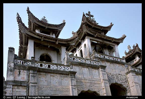 Phat Diem cathedral, built in chinese architectural style. Ninh Binh,  Vietnam (color)