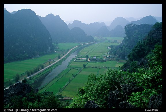 The Karstic landscape of Hoa Lu. Ninh Binh,  Vietnam (color)