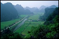 The Karstic landscape of Hoa Lu. Ninh Binh,  Vietnam (color)