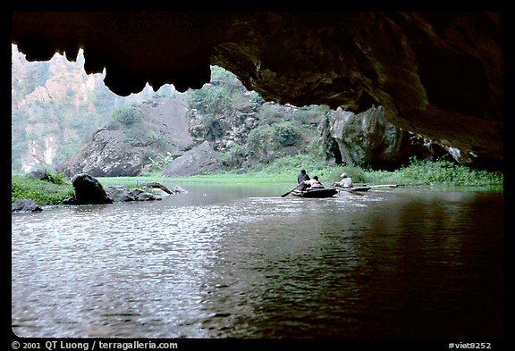 One of the three river underground passages of Tam Coc. Ninh Binh,  Vietnam