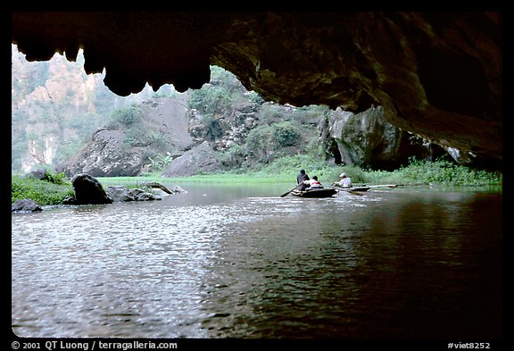 One of the three river underground passages of Tam Coc. Ninh Binh,  Vietnam (color)