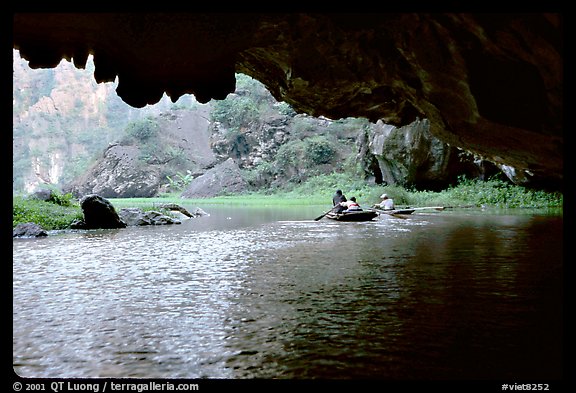 One of the three river underground passages of Tam Coc. Ninh Binh,  Vietnam (color)