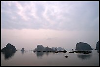 Distant view of the bay with its three thousands limestone islets. Halong Bay, Vietnam