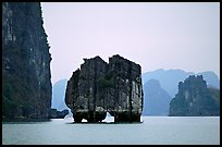 Rock formation standing among the islands. Halong Bay, Vietnam (color)