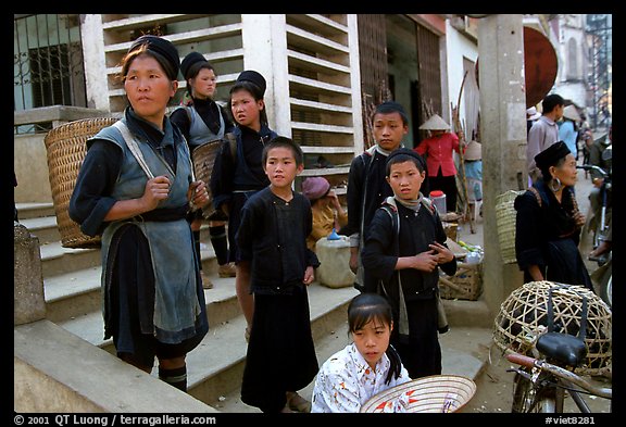 Hmong people at the market. The Hmong constitue the largest hill tribe (ethnic minority). Sapa, Vietnam (color)