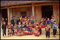 School kids in colorfull everyday dress. Bac Ha, Vietnam ( color)