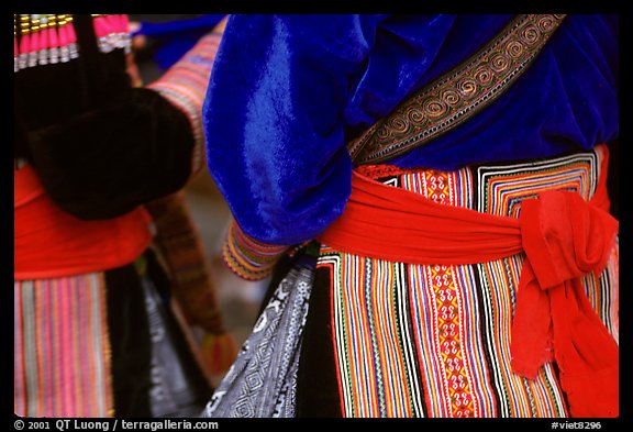 Detail of  Flower Hmong dress. Bac Ha, Vietnam (color)