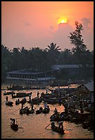 River activity at sunrise. Can Tho, Vietnam