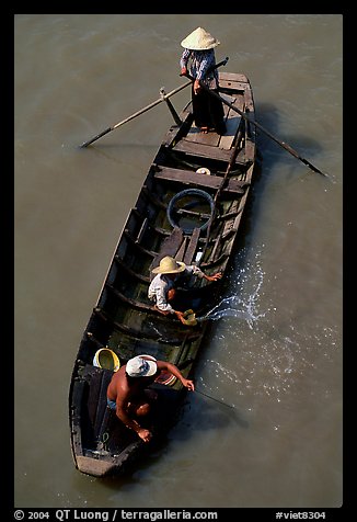 Small boat seen from above. Can Tho, Vietnam