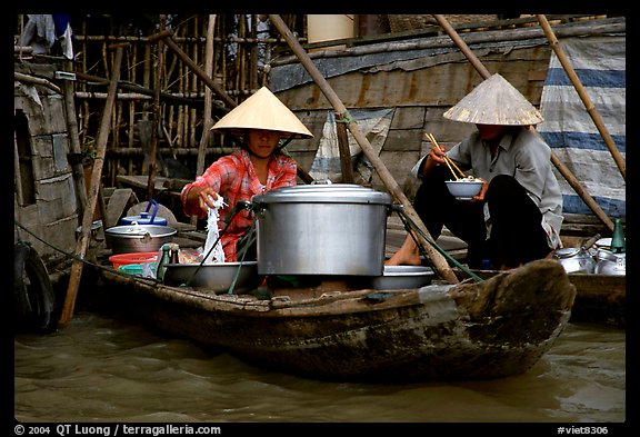 Boat-based food vendors. Can Tho, Vietnam (color)