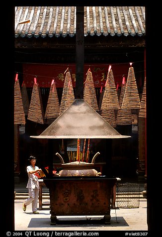 Ritual chimney and incense coils, Cholon. Cholon, District 5, Ho Chi Minh City, Vietnam