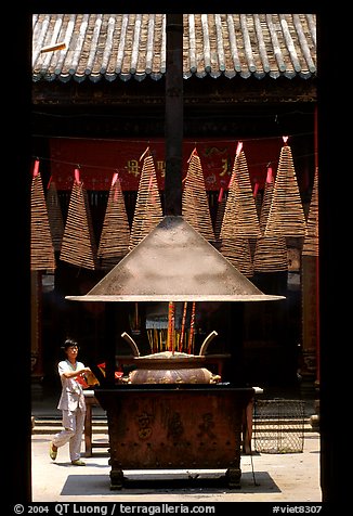 Ritual chimney and incense coils, Cholon. Cholon, District 5, Ho Chi Minh City, Vietnam (color)