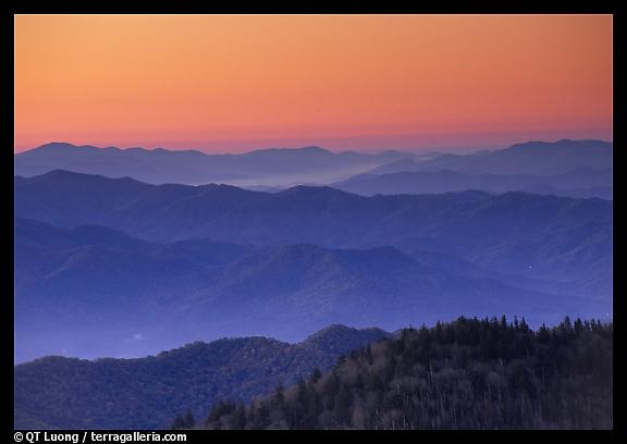 Ridges at dawn, Great Smoky Mountains National Park. 